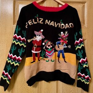 NWT Women’s Blizzard Bay Festive Black Christmas Sweater size Small